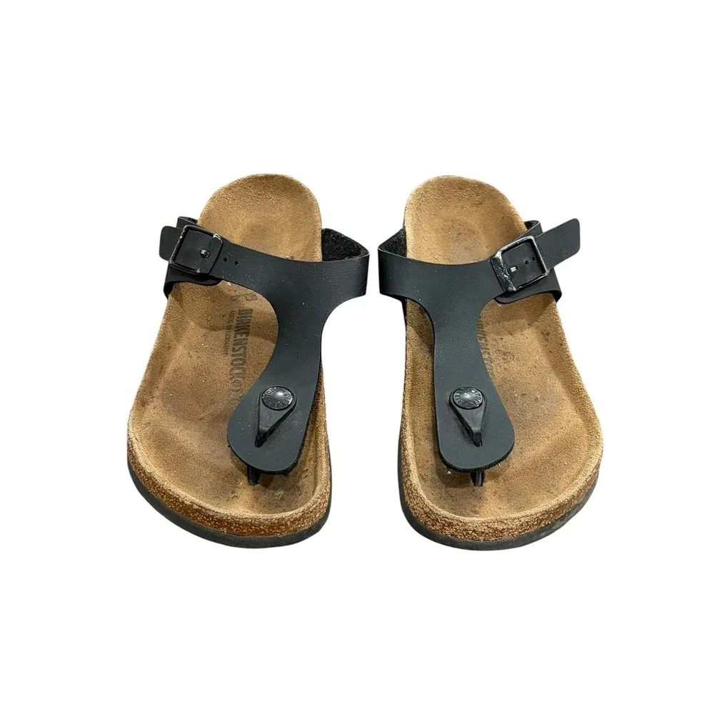Birkenstock Gizeh Black Birko-Flor Thong Sandals Kids Size 33 US‎ Size 2 Summer